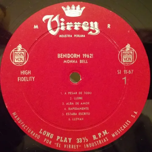 Monna Bell - Iv Festival Cancion Benidorm - Lp Peru 1962 (Usado)