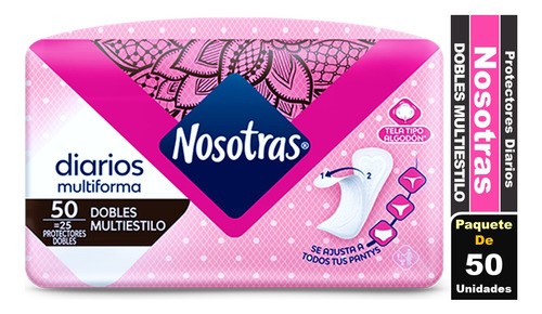 Protectores Nosotras Diarios Dobles Multiestilo 50 Un