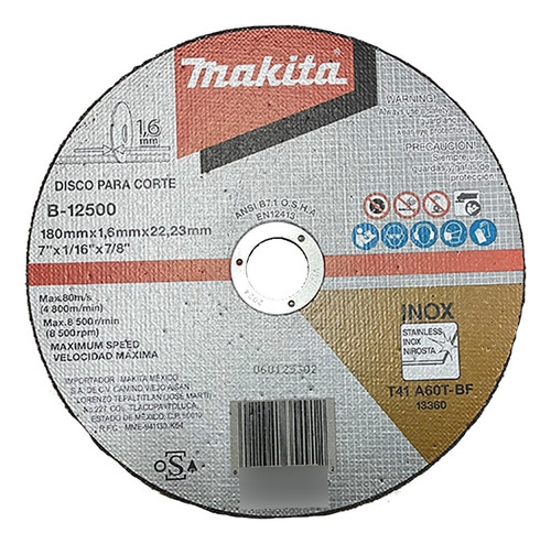 Disco De Corte Abrasivo Makita 7 Pulgadas B-12500 (40 Pzas)