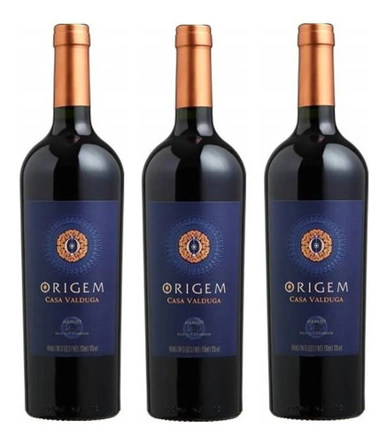Imagem 2 de 3 de Kit 03 Un. Vinho Tinto Origem Merlot Casa Valduga - 750ml