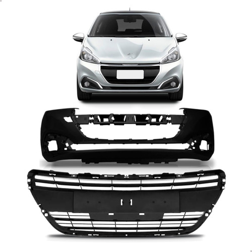 Kit Parachoque Para Peugeot 208 Ano 2017 Até 2020 + Grade 