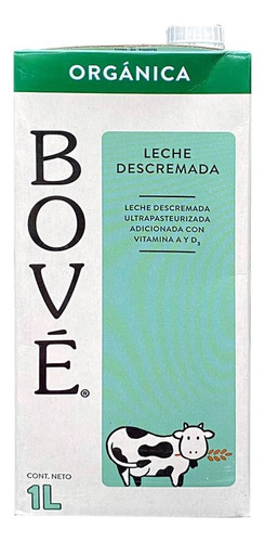 3 Pza Leche Descremada Bové Orgánica 1 Litro