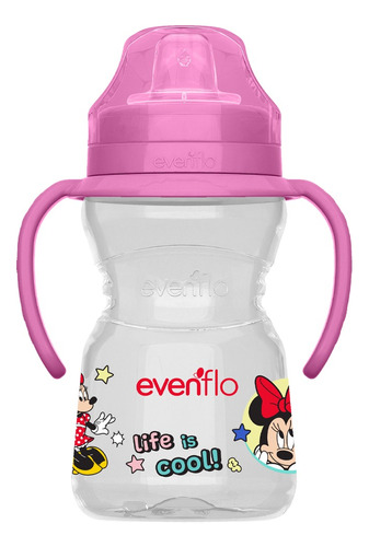 Vaso Entrenador Evenflo Disney Fun Boquilla Suave 10oz/300ml Color Rosa Color