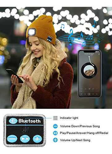 Gorro Bluetooth Con Luz, Usb Recargable, Altavoces Y Micrfon
