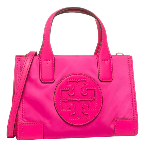 Bolsa Tory Burch Ella Micro Tote 61057 694 Bright Pink Color Rosa Chicle