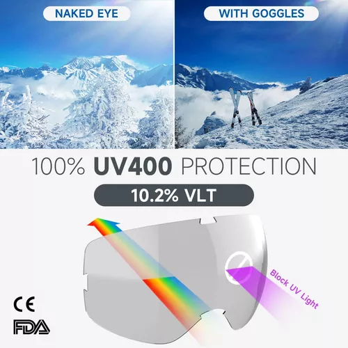 Gafas de esquí de snowboard para hombres, mujeres, adultos, jóvenes, sobre  gafas OTG/100% protección UV, antivaho/visión amplia