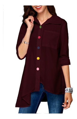 Camisa Bluson Dama Colores Largo Informal Fresco