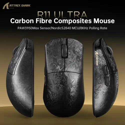 Mouse Para Jogos Attack Shark R11 Ultra Paw3950max 49g 8k 42 Cor