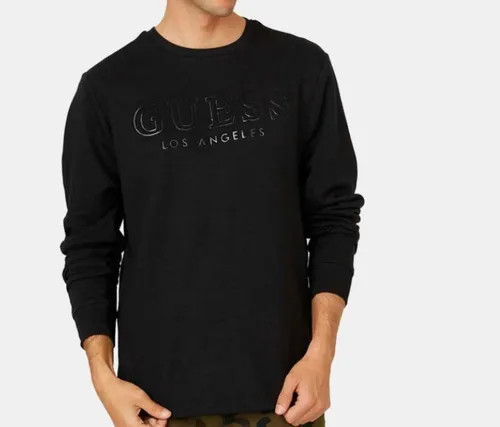 Playera Guess Negra Manga Larga Slim Fit Logo