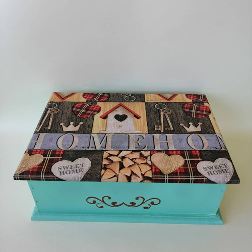 Caja De Te Madera Decorada