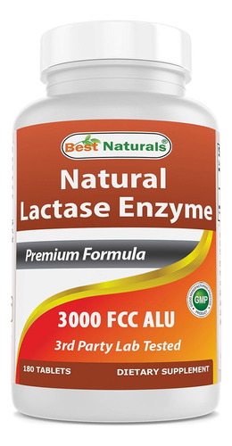 Enzima Digestiva De Lactasa Natural Lactase 180 Tabletas