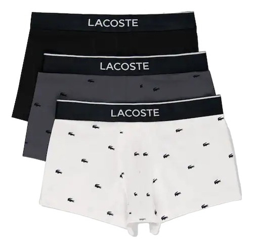 Boxer Algodon Hombre Lacoste Estampado Cocodrilo Pack X3