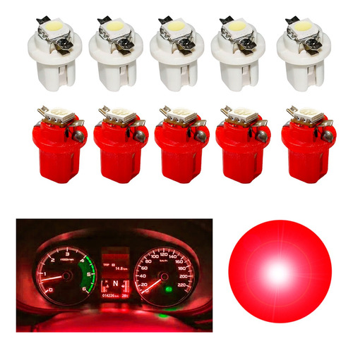 Kit 10 Led Lâmpada T5 Iluminação Painel Automotivo Vermelho