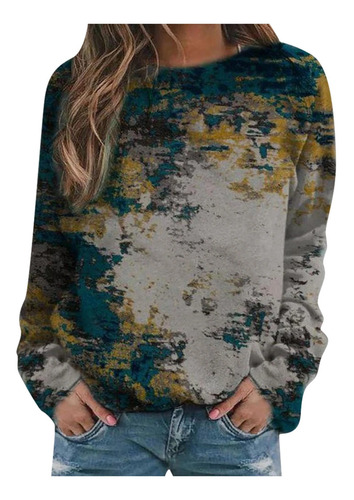 V5 Sudaderas Estampadas Mujer Térmica Cuello Redondo Manga L