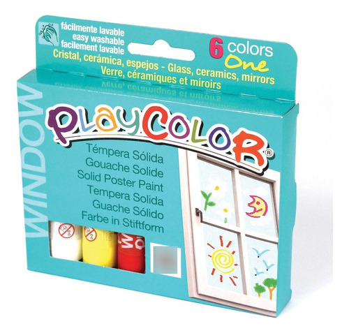 Témpera Sólida Para Vidrios Playcolor Window 6 Colores