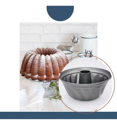 Molde Antiadherente Pastel Rosca Metal Gelatina Hornear 24cm Color Gris
