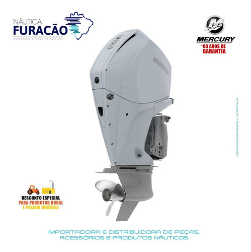 Motor De Popa Mercury 4 Tempos 300hp Cxl V8 Dts Branco