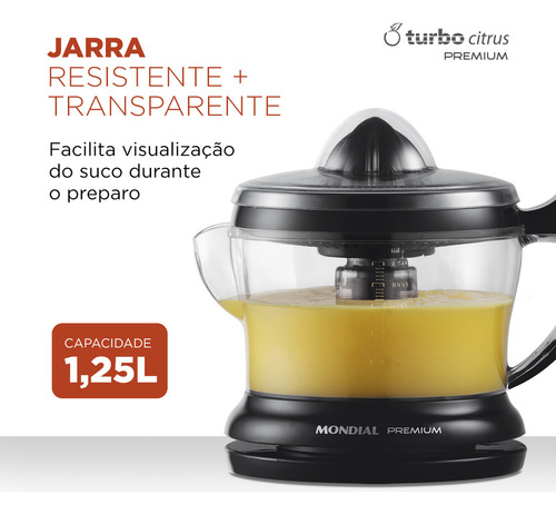 Espremedor Premium Mondial Preto 30w E-02 Turbo Premium