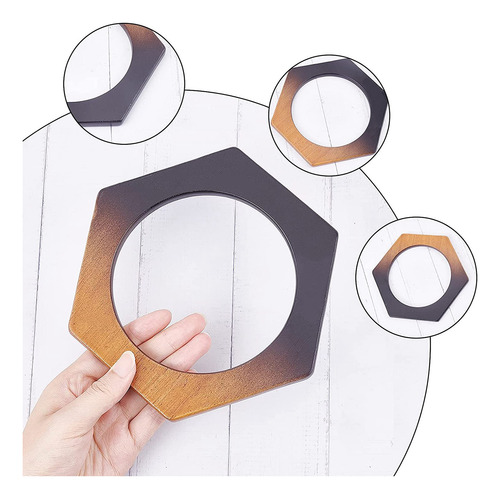 2 Asas De Bolso De Madera Con Forma De Hexágono, Asas De Bol