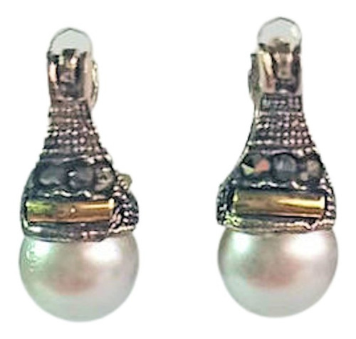 Aros Plata 925 Y Oro Lady Di C/ Perla Y Marquesitas