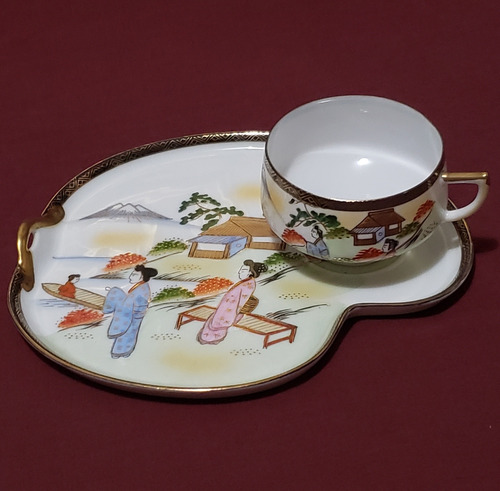 Taza Té Porcelana Japonesa Geisha Con Bandeja 