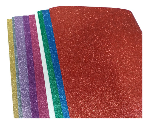 Goma Eva Glitter Brillante 30 X 40 Cm X 5 Unidades X 6 Paq