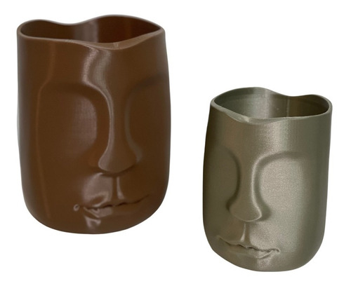 Kit 2 Vasos Decorativos Rosto Face - Impresso 3d