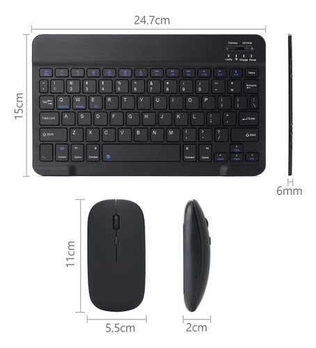 Kit Teclado +mouse Inalambrico Bluetooth Para Pc Android Ios