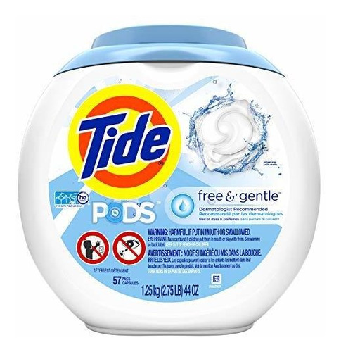 Detergente Líquido Para Ropa Tide Pods Free Gentle Pacs 57