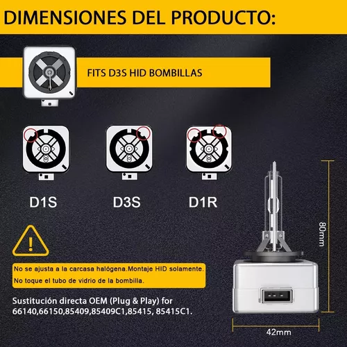 Bombilla de Xenón HID D3S para faros delanteros de coche, Kit de haz  alto/bajo, reemplazo