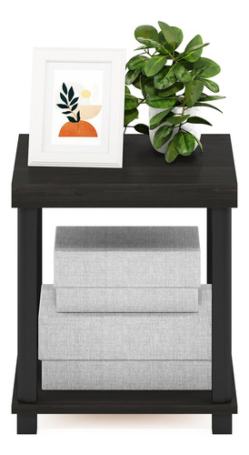 Mesa Auxiliar Clásica 2 Niveles Color Espresso Negro