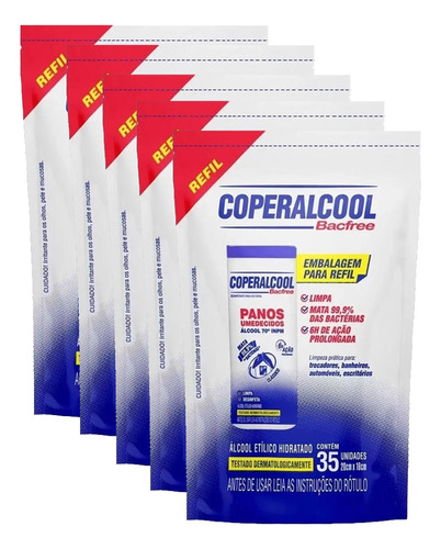 Pano Umedecido Álcool 70°inmp Refil Kit 5