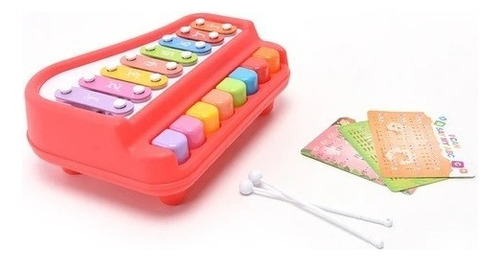 Xilófono y piano de juguete para niños con partitura de color rojo