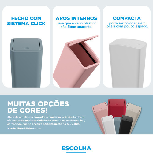Lixeira Multiuso Com Tampa Click 8l Astra