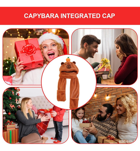 Conjunto De Bufanda Con Guantes Y Gorro Con Capucha Capibara
