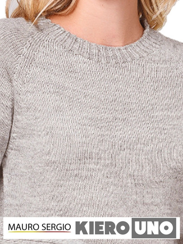 Imagen 3 de 7 de Sweater De Lana Mujer Cuello Redondo Sin Costura Kierouno