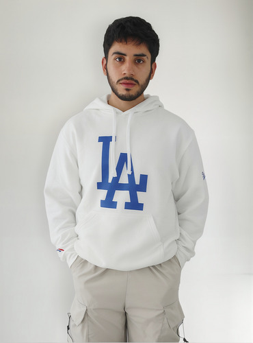 Sudadera La Dodgers Blanca Unisex Con Gorro