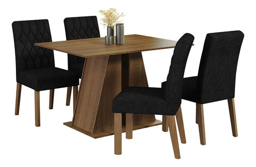 Juego de Comedor Madesa Gisele con 4 Sillas - Marrón/Oxford