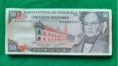 Fajo De 50 Bolivares Sin Circular Y Consecutivos Año 1998