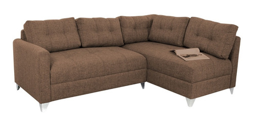 Sofa Modular En L Emerson Derecho Tela Cafe