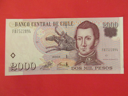 Billete Chile 2.000 Pesos Firmado Massad- Carrasco Año 2003