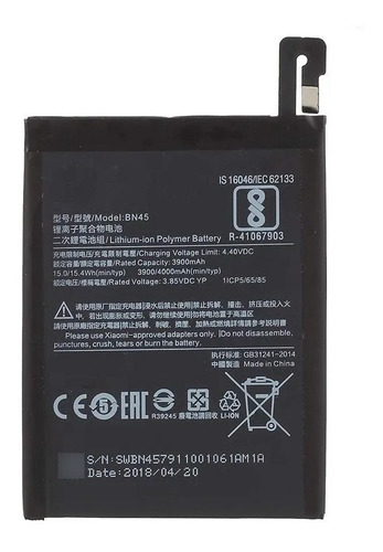 Bateria Pila Para Xiaomi Redmi Note 5 Pro Bn45 4000mah