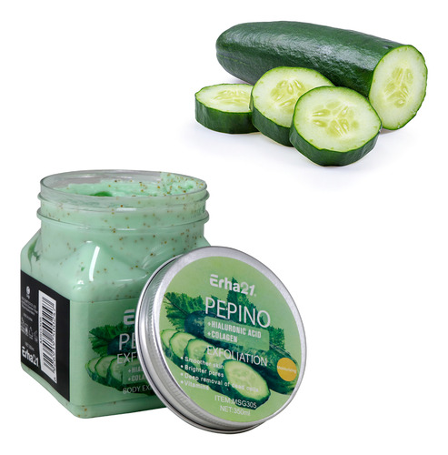 Exfoliante Corporal Diler De 350ml Fórmula Con Colágeno Y Ácido Hialurónico Para Piel Suave Limpia Y Revitalizada De Uso Diario O Semanal Aroma Pepino