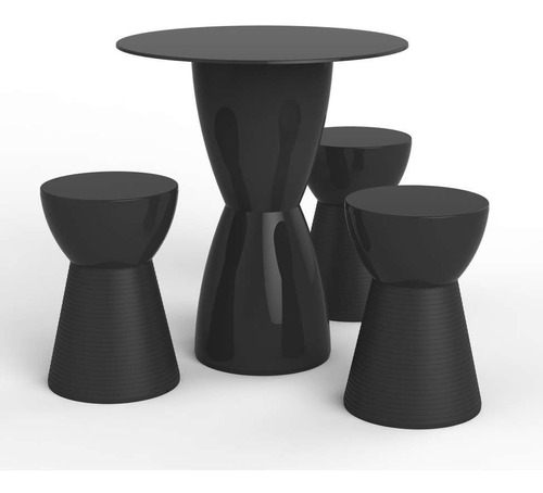 Conjunto De Mesa Com 3 Bancos Fit Preto