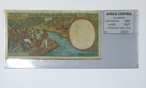 Billetes Mundiales Camerun Africa Central 1000 Francos 1994