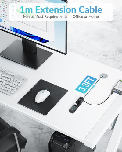 Phixero Hub Usb De 7 Puertos, Cable Largo Hub Usb 3.0 Hub Mu
