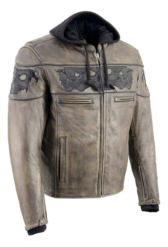 Milwaukee Leather Mlm1561 Chaqueta De Cuero Marrón Envejecid