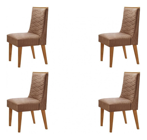 Conjunto Com 4 Cadeiras Rufato Imbuia/animale Chocolate