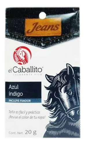 2 Pzas Colorante Para Telas El Caballito Azul Índigo 20 G