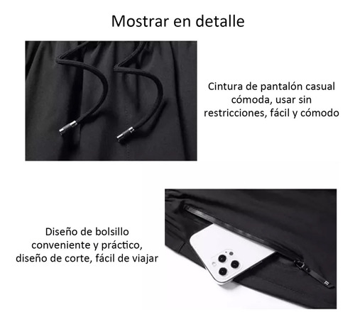 3 Pcs Shorts Deportivos Hombre Cómodo Suelto Con Bolsa Moda